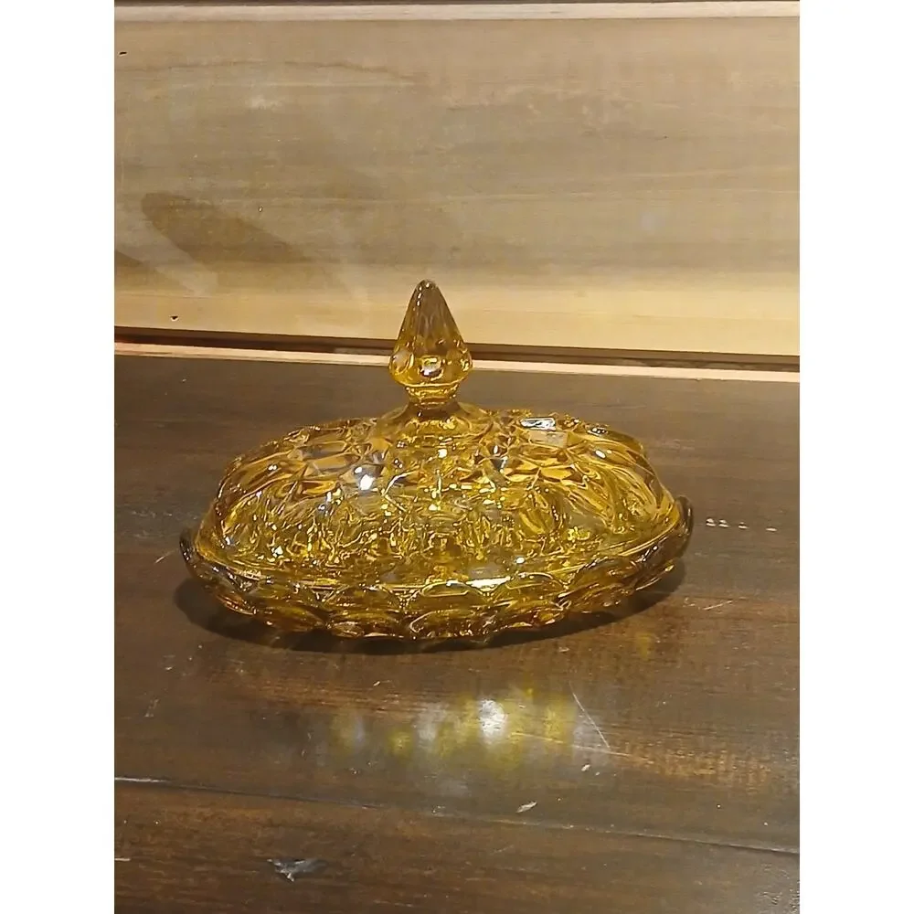 Vintage MCM Amber Better Dish with Lid Glass Oval Anchor Hocking Fairfield